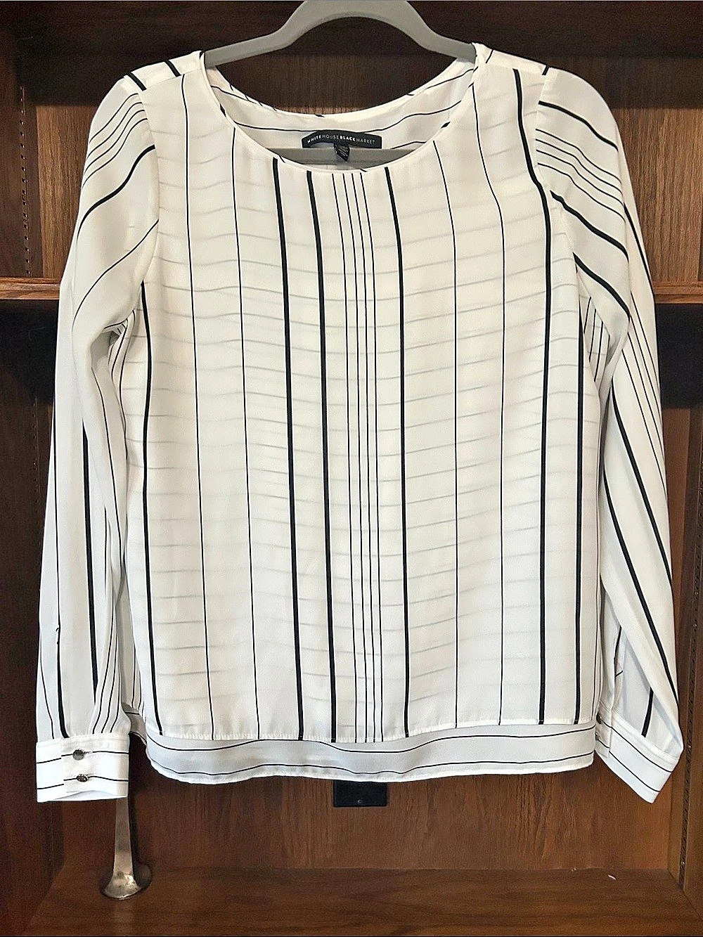 White House Black Market Striped Long Sleeve Blouse Size 6